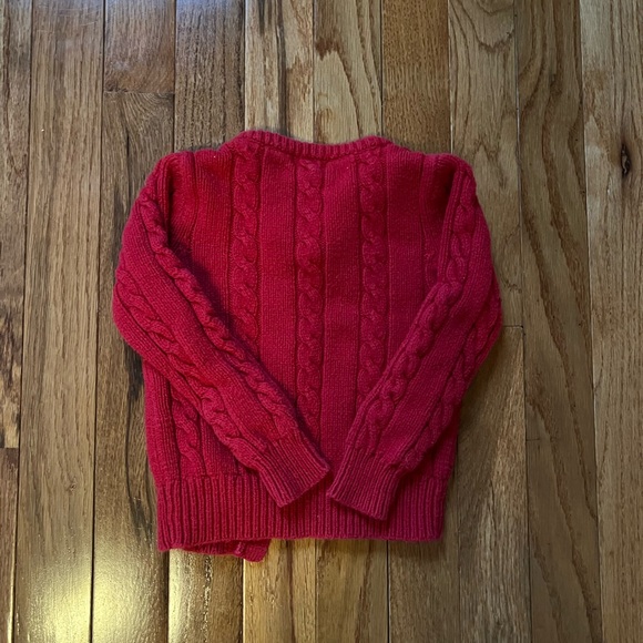 Joe Fresh Cherry Colored Cable Knit Cardigan Sweater - Picture 3 of 3